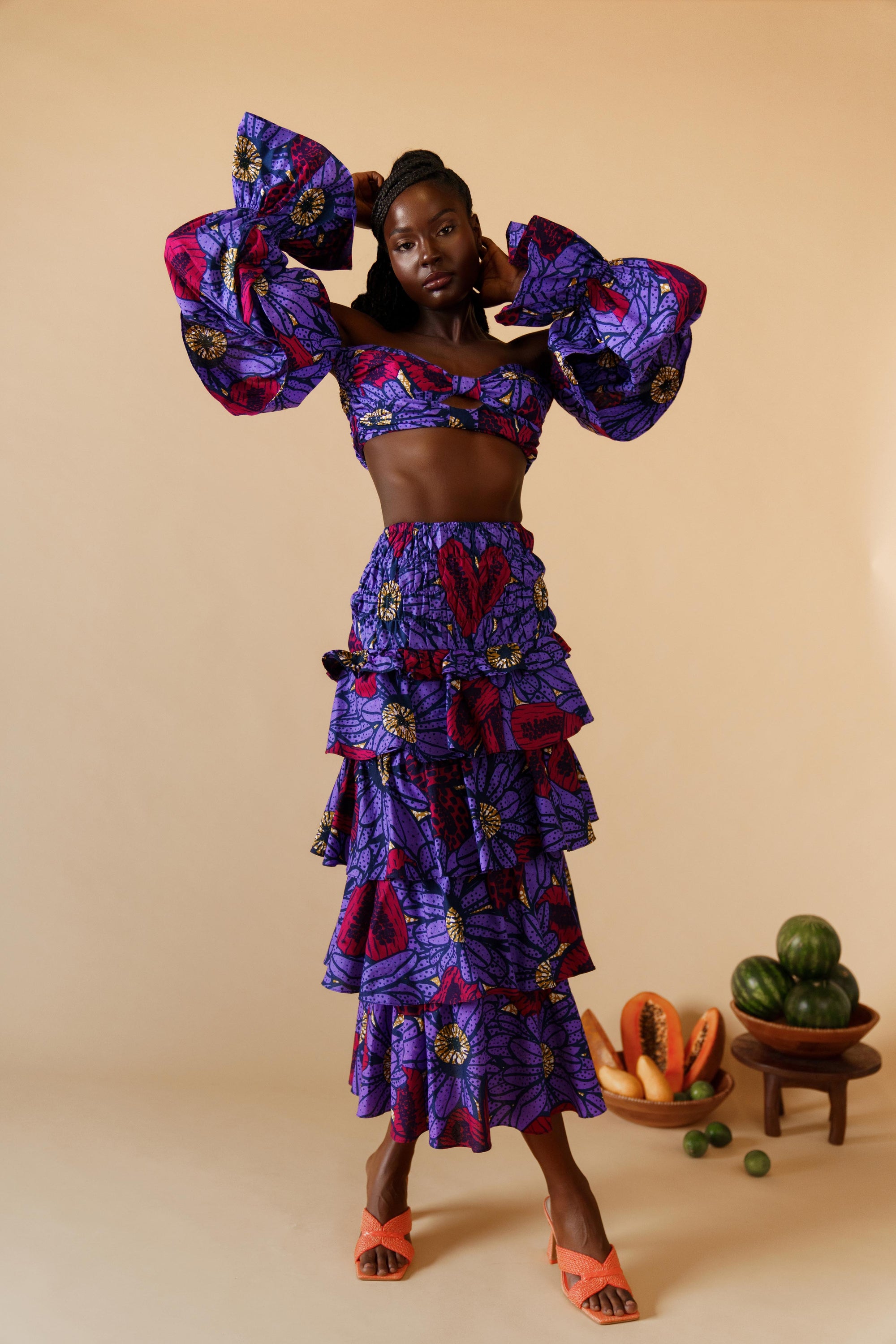 Abena Midi Skirt - Pomegranate