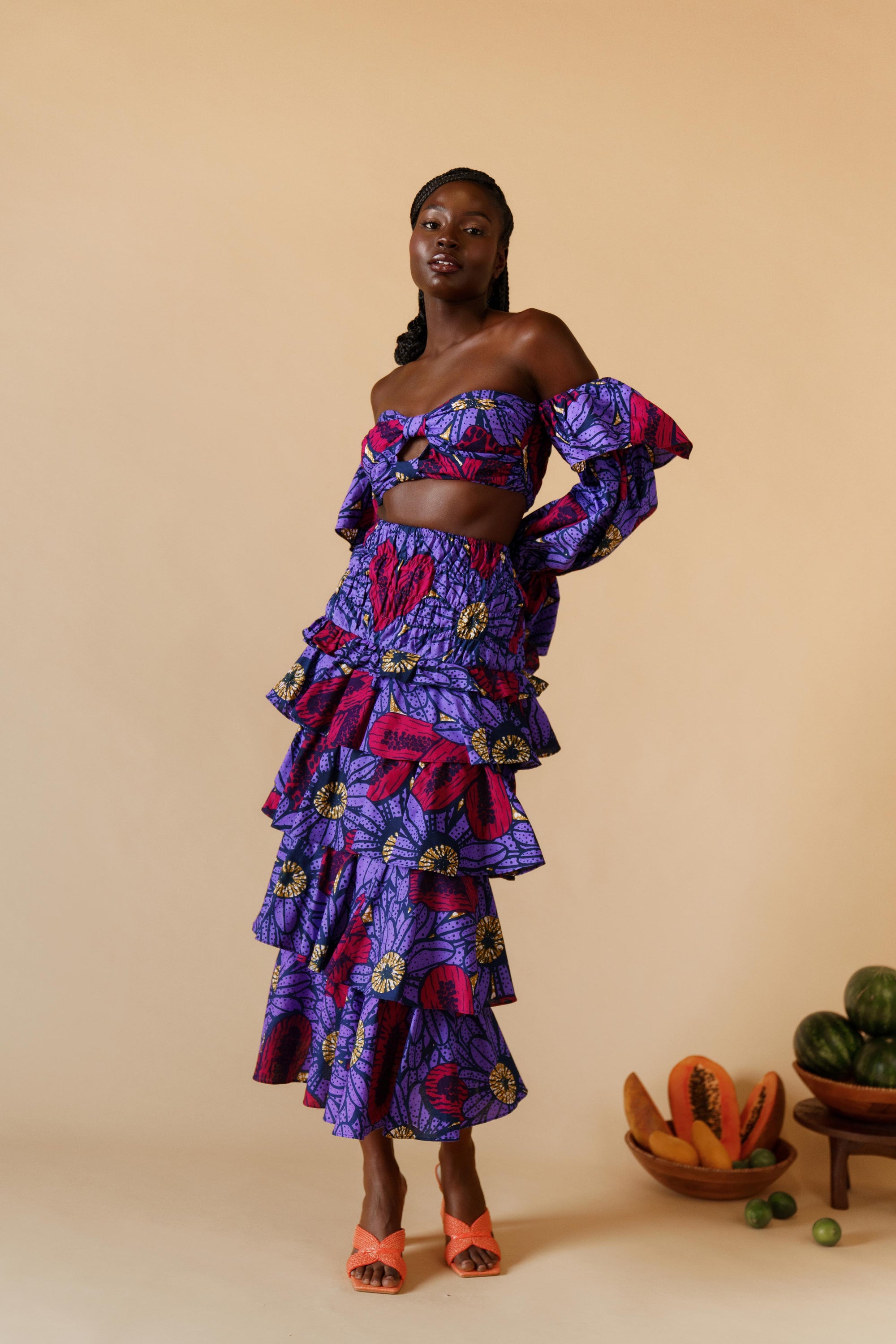Abena Midi Skirt - Pomegranate