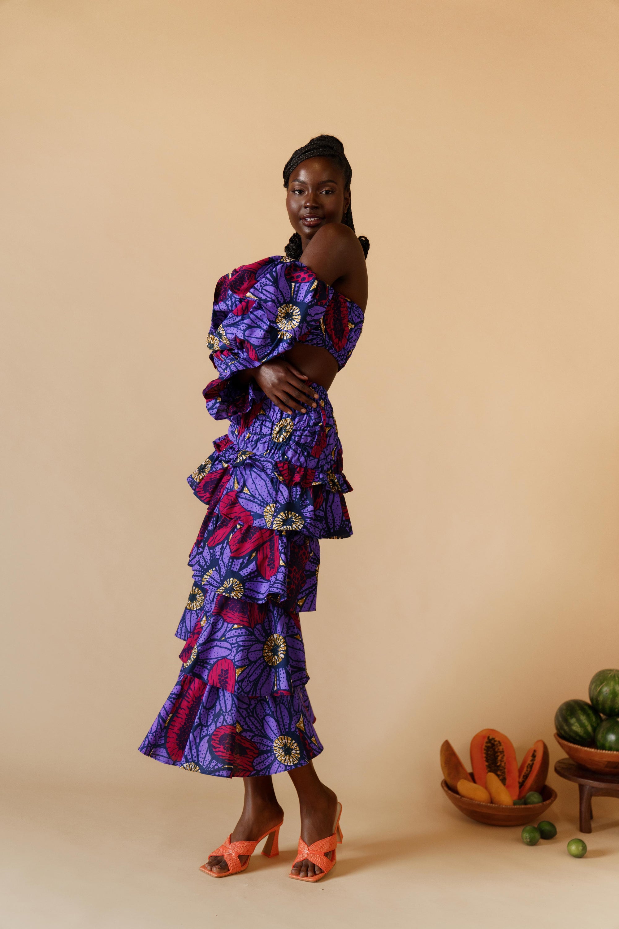 Abena Midi Skirt - Pomegranate