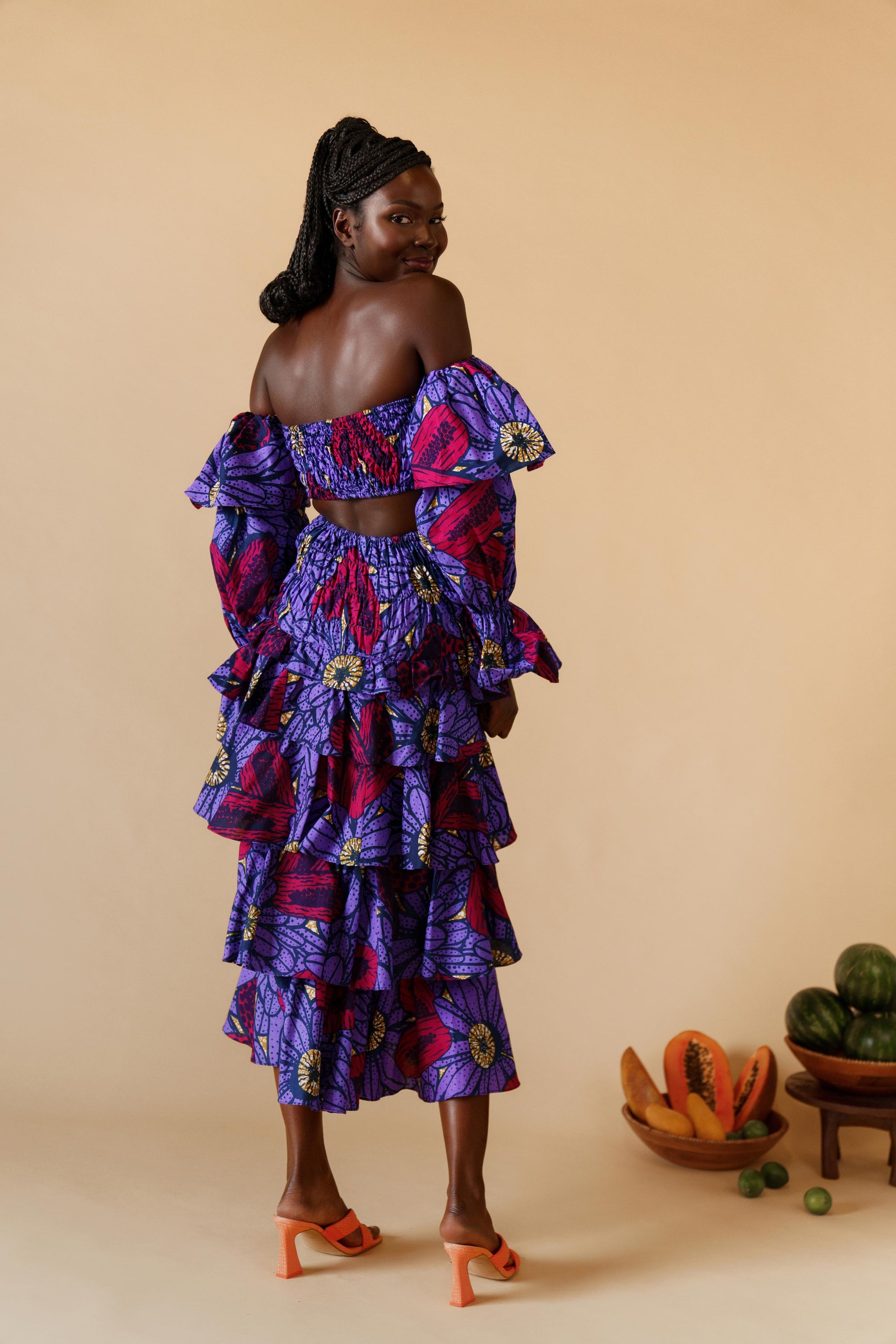 Abena Midi Skirt - Pomegranate